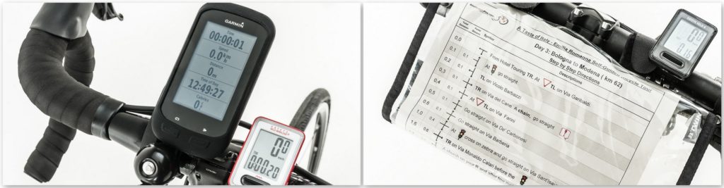 Map holder and GPS on Self-Guided Bike Tours